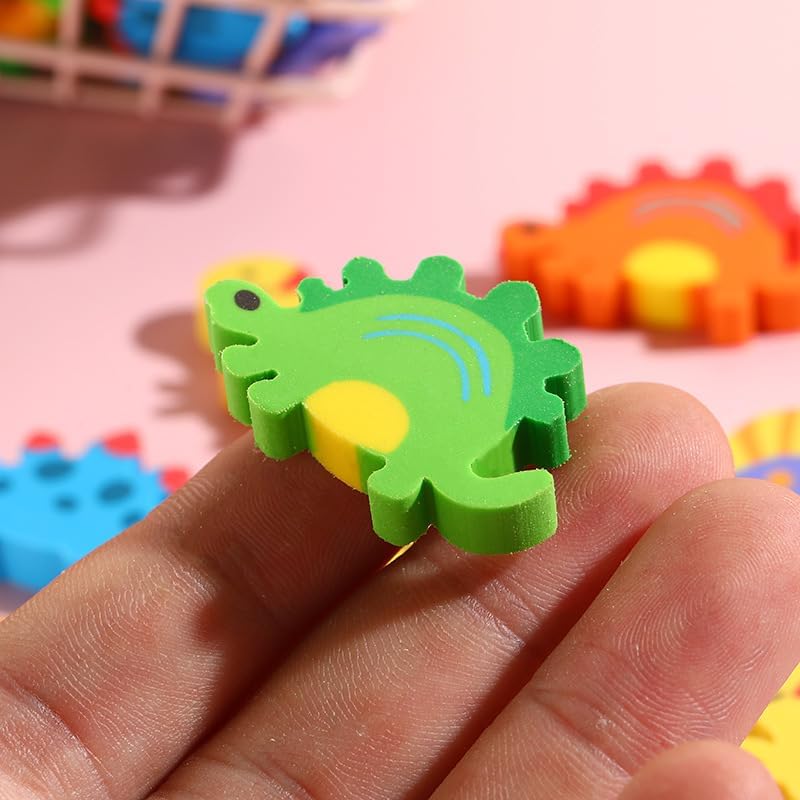 Kleeblatt Large Dinosaur Erasers for Kids Bulk, 60 PCS Big Large Fun Desk Pets for Kids Classroom, Treasure Box Prizes,Party Favors for Kids Goodie Bags, Back to School Gifts for Ages Over 3 Students - Image 5